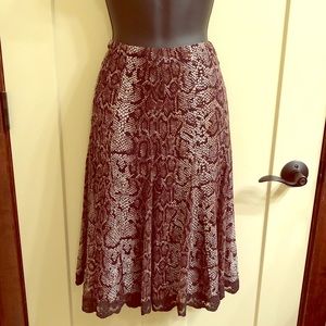 Silk Leopard Print Skirt with Lace Trim NWOT